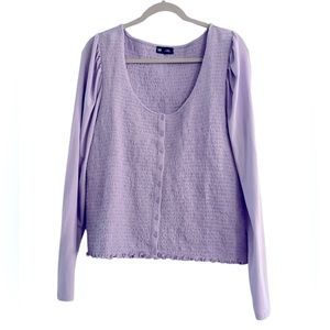 NWOT Women’s Gap Lilac Long Sleeve Smocked Top Size XL